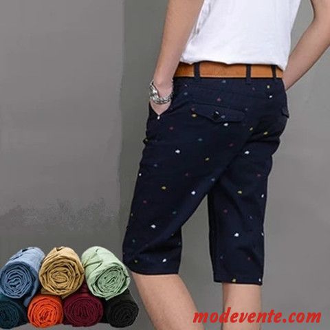 Shorts Homme Été Pantalons Tendance Légère Coton Bio Septième Pantalon Noir