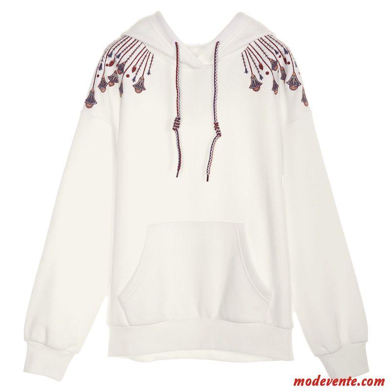 Sweat À Capuche Femme Baggy Longues Tendance Coton Une Veste Hoodies Blanc