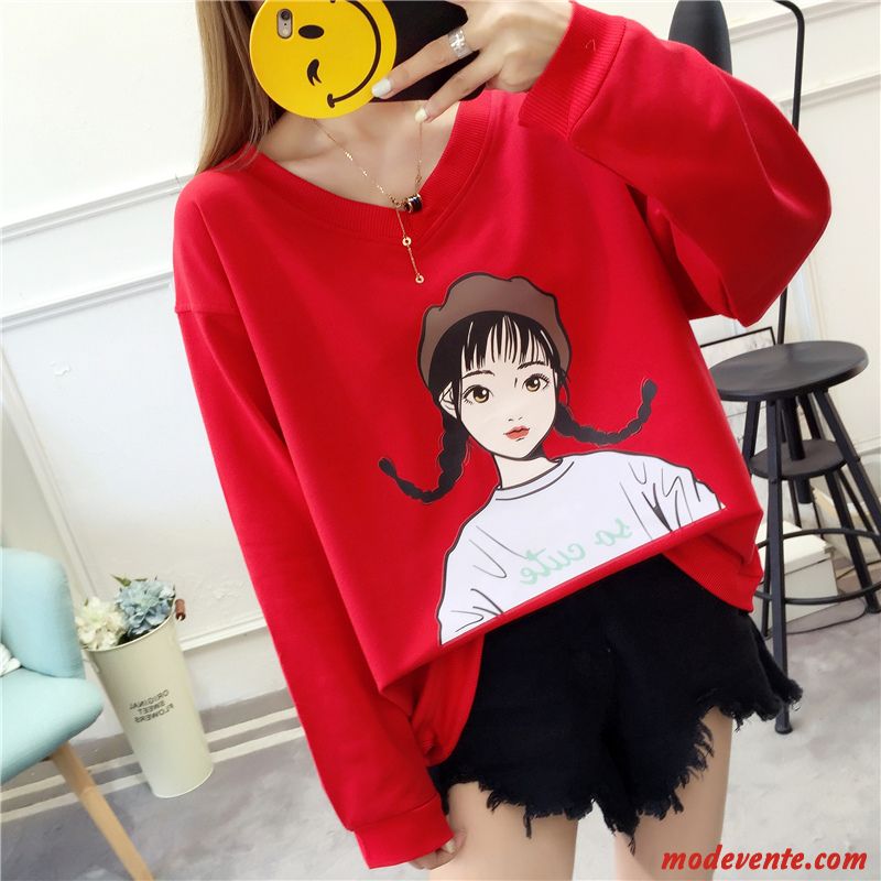 Sweat À Capuche Femme Grande Taille Graisse Manteau Baggy Hoodies Légère Rouge