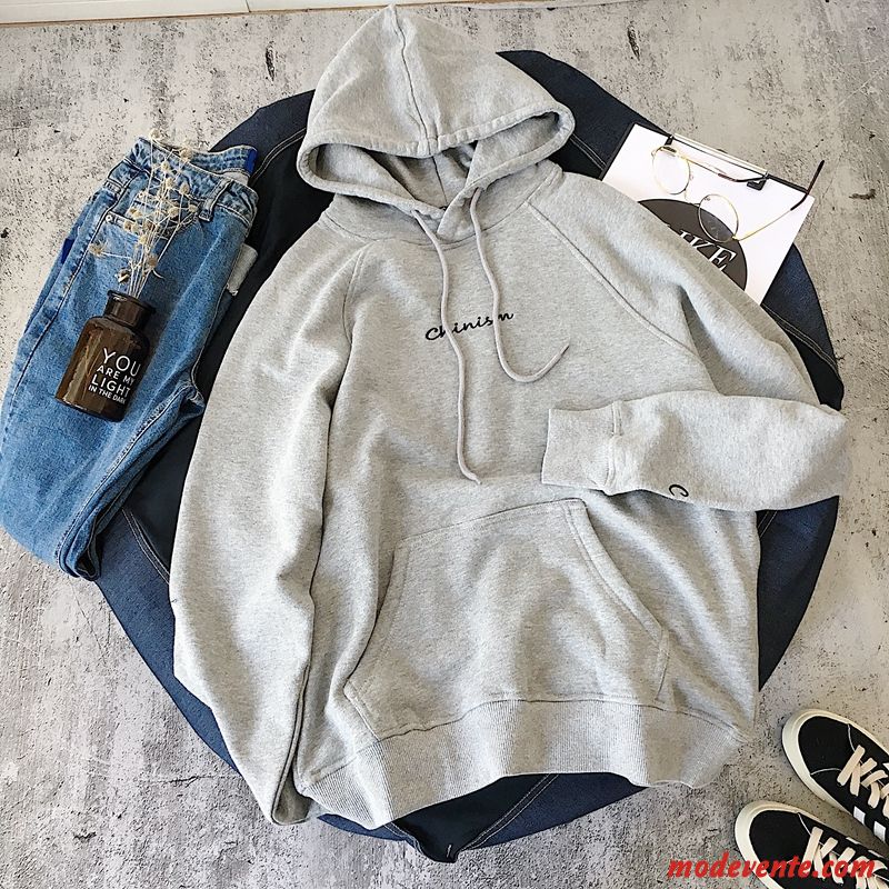 Sweat À Capuche Femme Hoodies Fantaisie Printemps Étudiant Baggy Marque De Tendance Gris