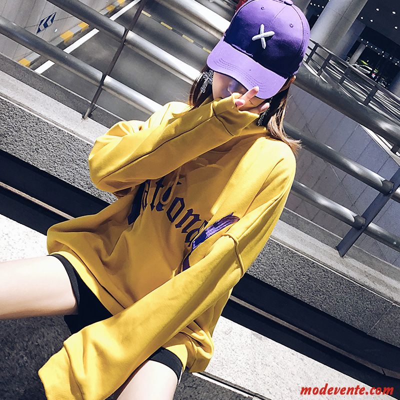 Sweat À Capuche Femme Hoodies Longues L'automne Légère Baggy Printemps Jaune