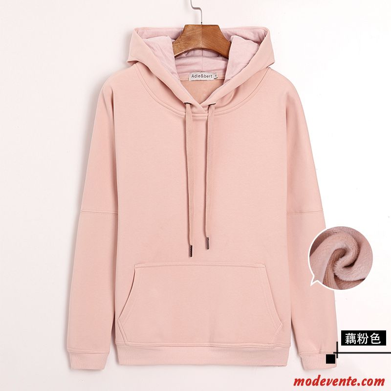 Sweat À Capuche Femme Hoodies Épaissir Une Veste Pullovers Hiver Étudiant Pure Rose