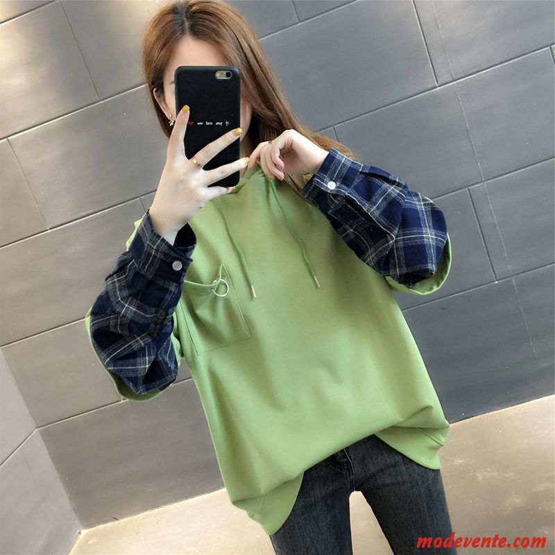 Sweat À Capuche Femme L'automne Hoodies Printemps Baggy Une Veste Légère Vert