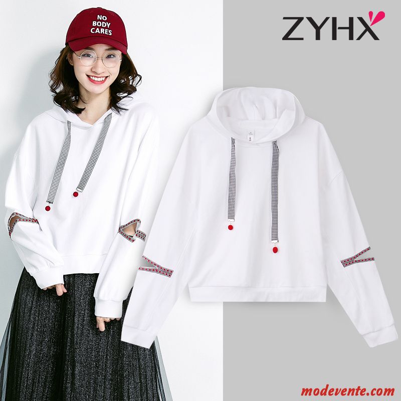 Sweat À Capuche Femme Longues Légère Printemps Une Veste L'automne Baggy Blanc