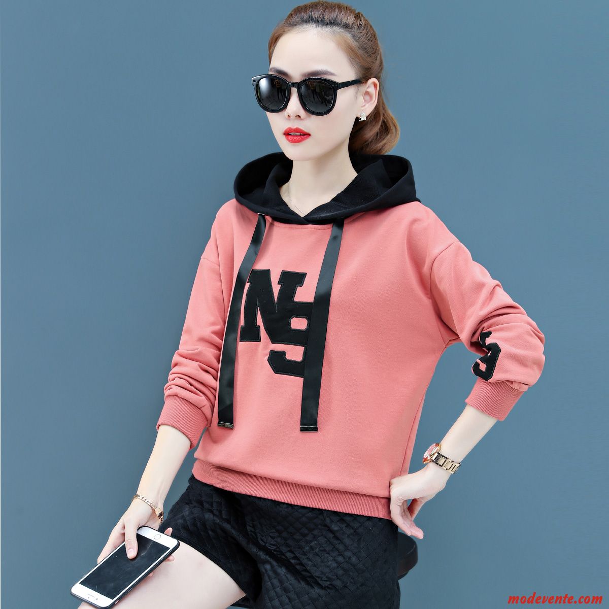 Sweat À Capuche Femme Légère Une Veste Hoodies Baggy Tendance L'automne Rouge