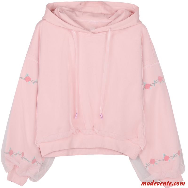 Sweat À Capuche Femme Manteau Baggy Hoodies Mode Fil Printemps Pure Rose