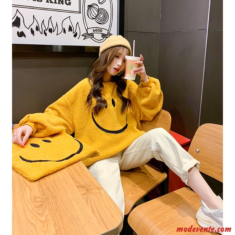 Sweat À Capuche Femme Manteau Hiver Baggy L'automne Hoodies Épaissir Jaune