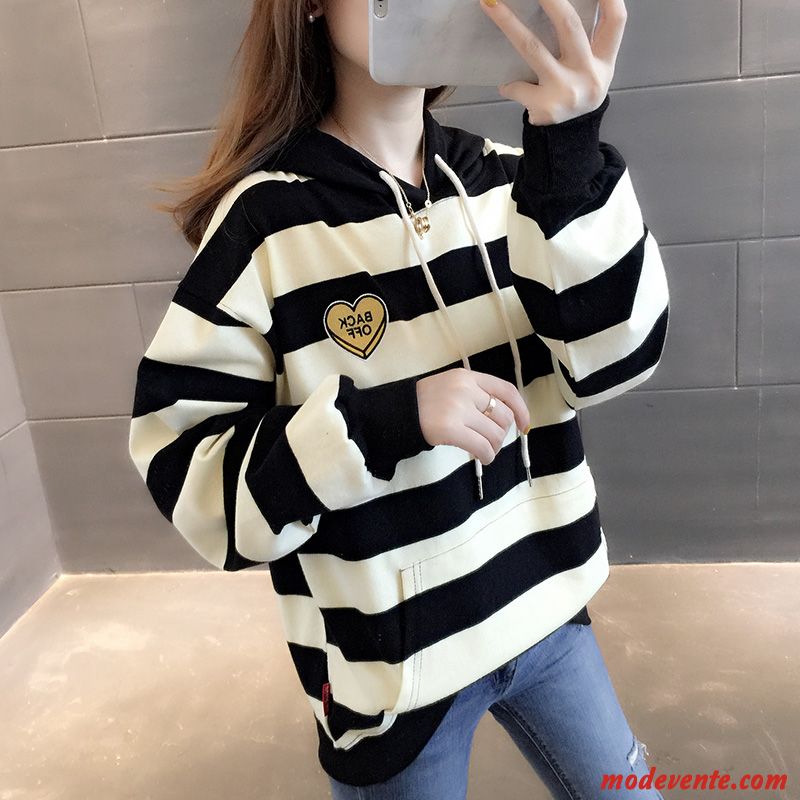 Sweat À Capuche Femme Printemps Baggy Hoodies Tendance Légère Une Veste Blanc Noir