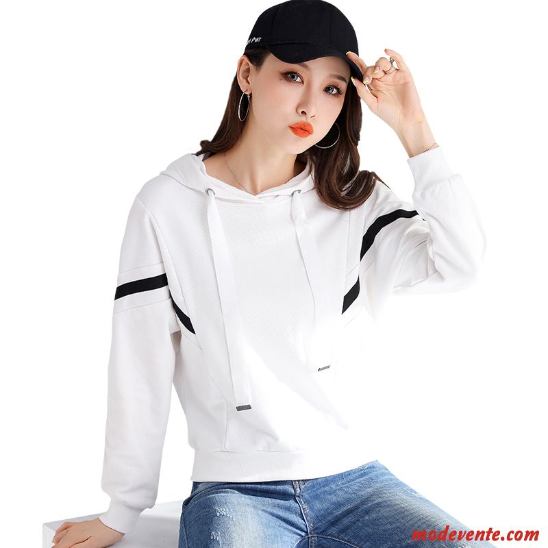 Sweat À Capuche Femme Printemps Une Veste Hoodies Manteau L'automne Tendance Pure Blanc