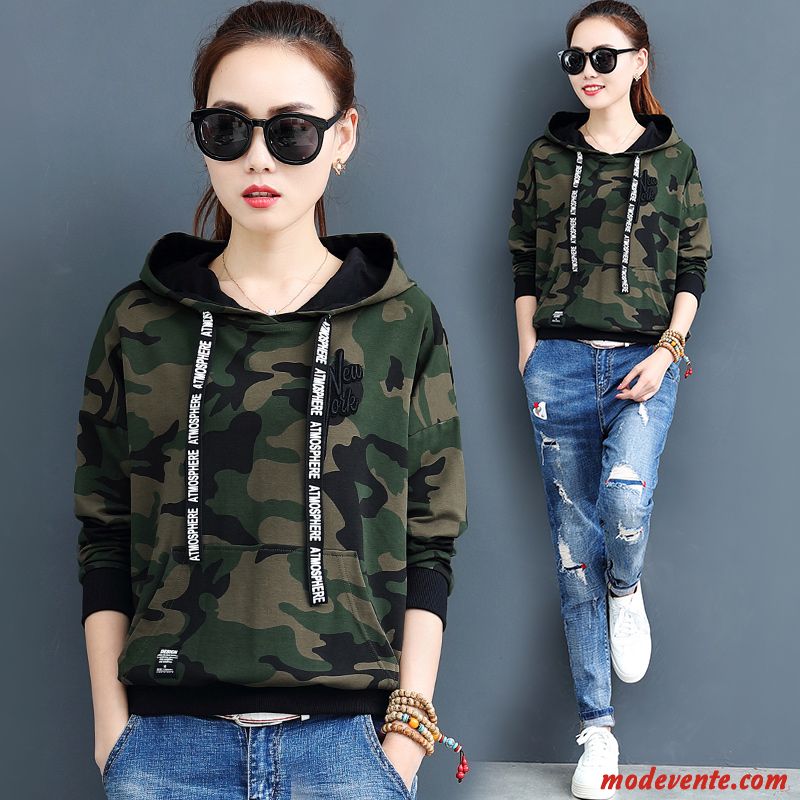 Sweat À Capuche Femme Printemps Une Veste Manteau Baggy Lettre Hoodies Vert