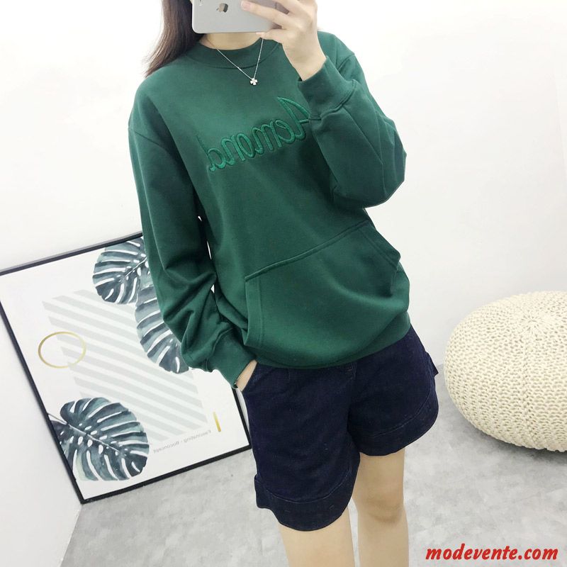 Sweat À Capuche Femme Pullovers Légère L'automne Col Haut Baggy Hoodies Vert Foncé