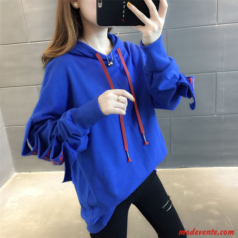 Sweat À Capuche Femme Tendance Baggy Une Veste Mode Manteau L'automne Bleu Rouge