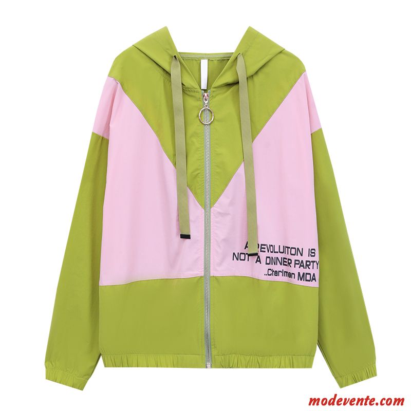 Sweat À Capuche Femme Tendance Décontractée Légère Baggy Court Une Veste Vert