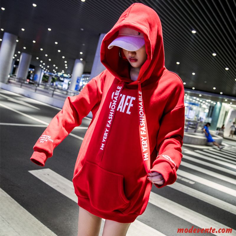 Sweat À Capuche Femme Tendance Hoodies L'automne Une Veste Étudiant Fantaisie Rouge