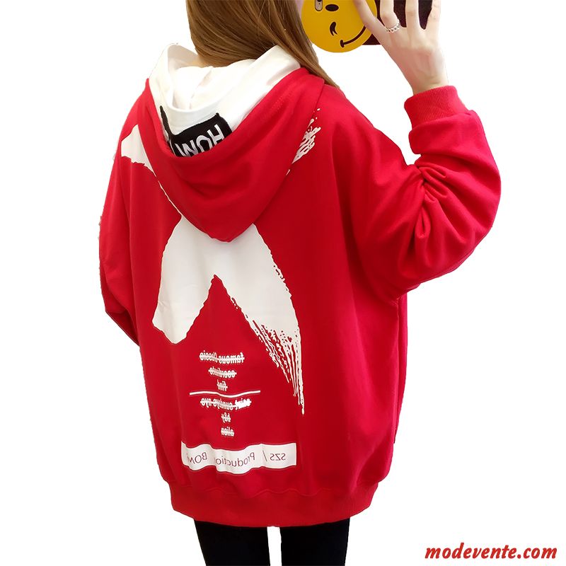 Sweat À Capuche Femme Tendance Une Veste Hoodies L'automne Baggy Ultra Rouge