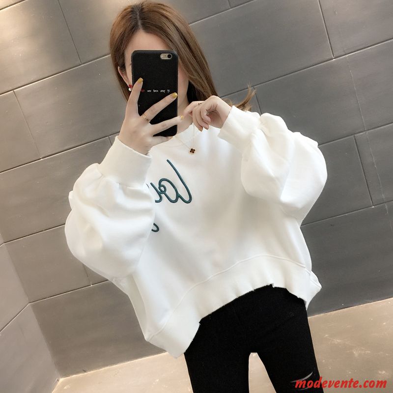 Sweat À Capuche Femme Tendance Une Veste L'automne Court Manteau Hoodies Blanc