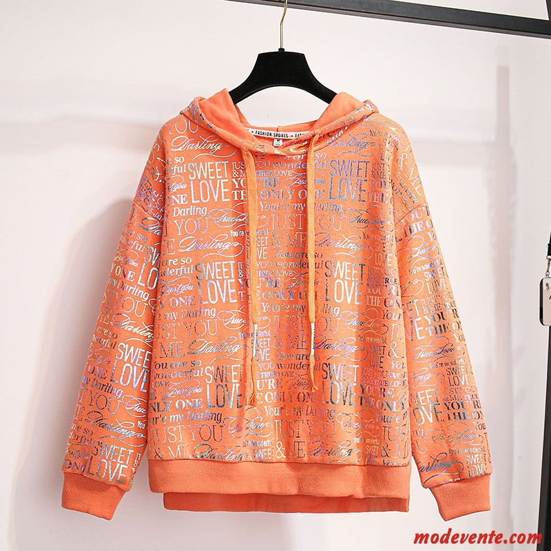 Sweat À Capuche Femme Une Veste Hoodies Printemps Court Mince Baggy Orange Rose