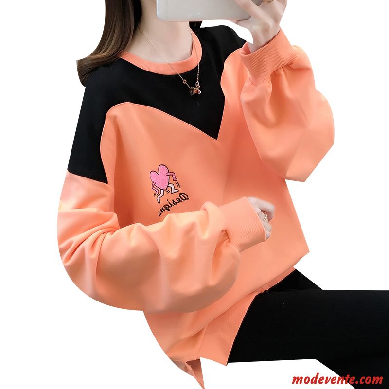 Sweat À Capuche Femme Une Veste Style Chaud Hoodies Tendance Col Rond Printemps Rouge