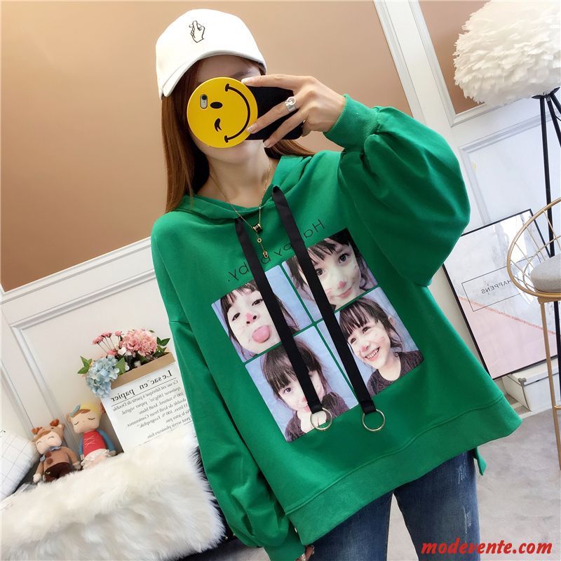 Sweat À Capuche Femme Une Veste Ultra Pullovers Hoodies Longues Hip Hop Vert