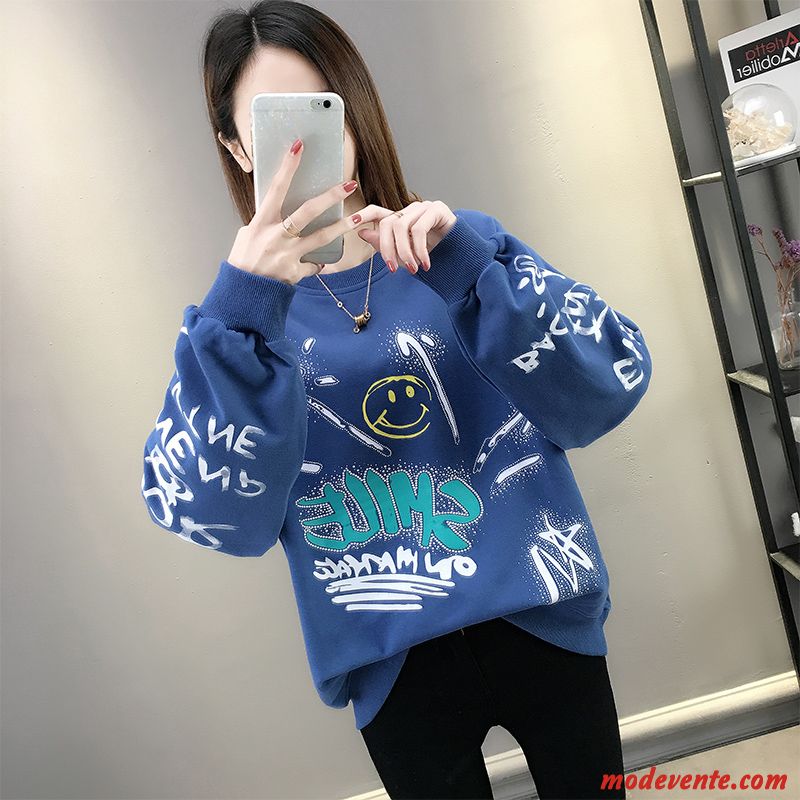 Sweat À Capuche Femme Étudiant Baggy Manteau Une Veste Hoodies Ultra Bleu