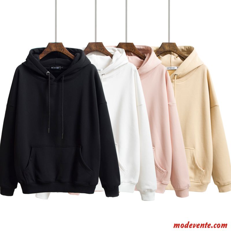 Sweat À Capuche Femme Étudiant Hoodies Pullovers Printemps Légère Baggy Blanc Noir