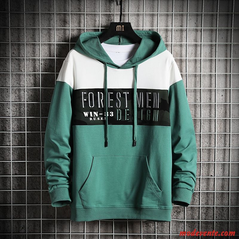 Sweat À Capuche Homme Baggy Printemps Tendance Une Veste Manteau Jeunesse Couleurs Mixtes Vert