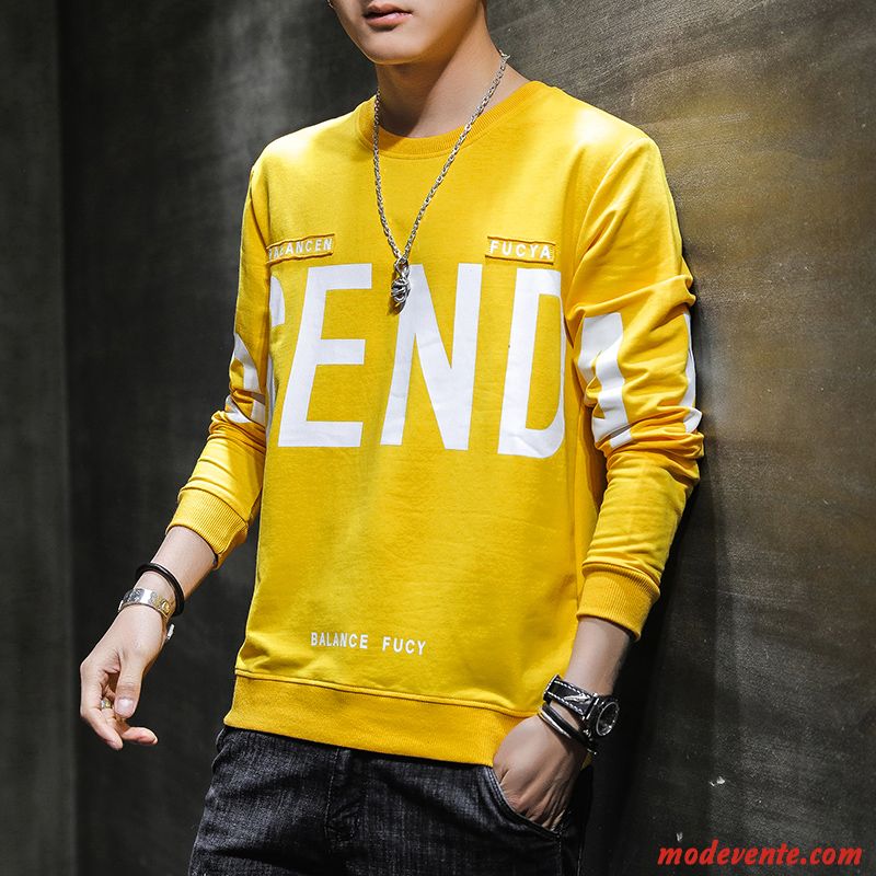 Sweat À Capuche Homme Décontractée Beau Printemps Jeunesse Longues Tendance Jaune