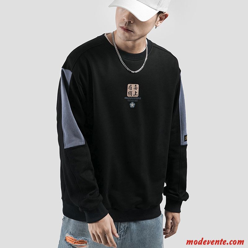 Sweat À Capuche Homme Hip Hop Manteau Tendance Rétro Une Veste Printemps Noir