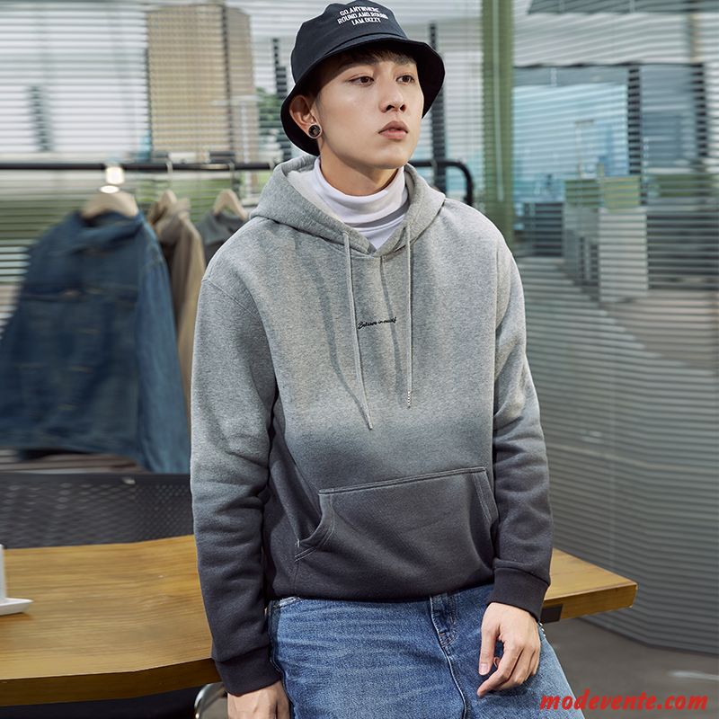 Sweat À Capuche Homme Manteau Baggy Pullovers Marque De Tendance Étudiant Pente Gris