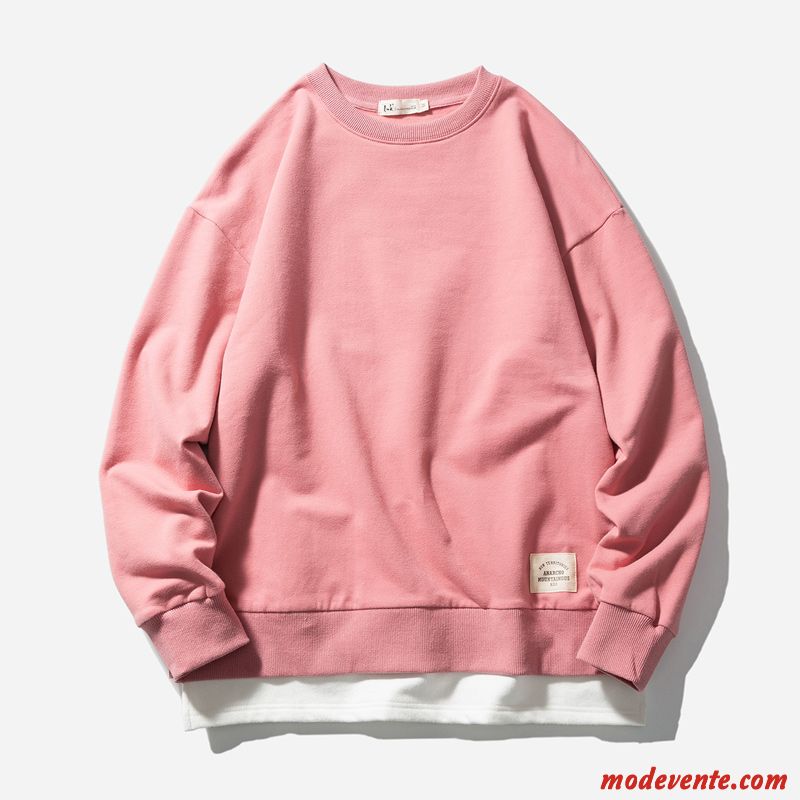 Sweat À Capuche Homme Pullovers Printemps Marque De Tendance Manteau L'automne Col Rond Noir Rose