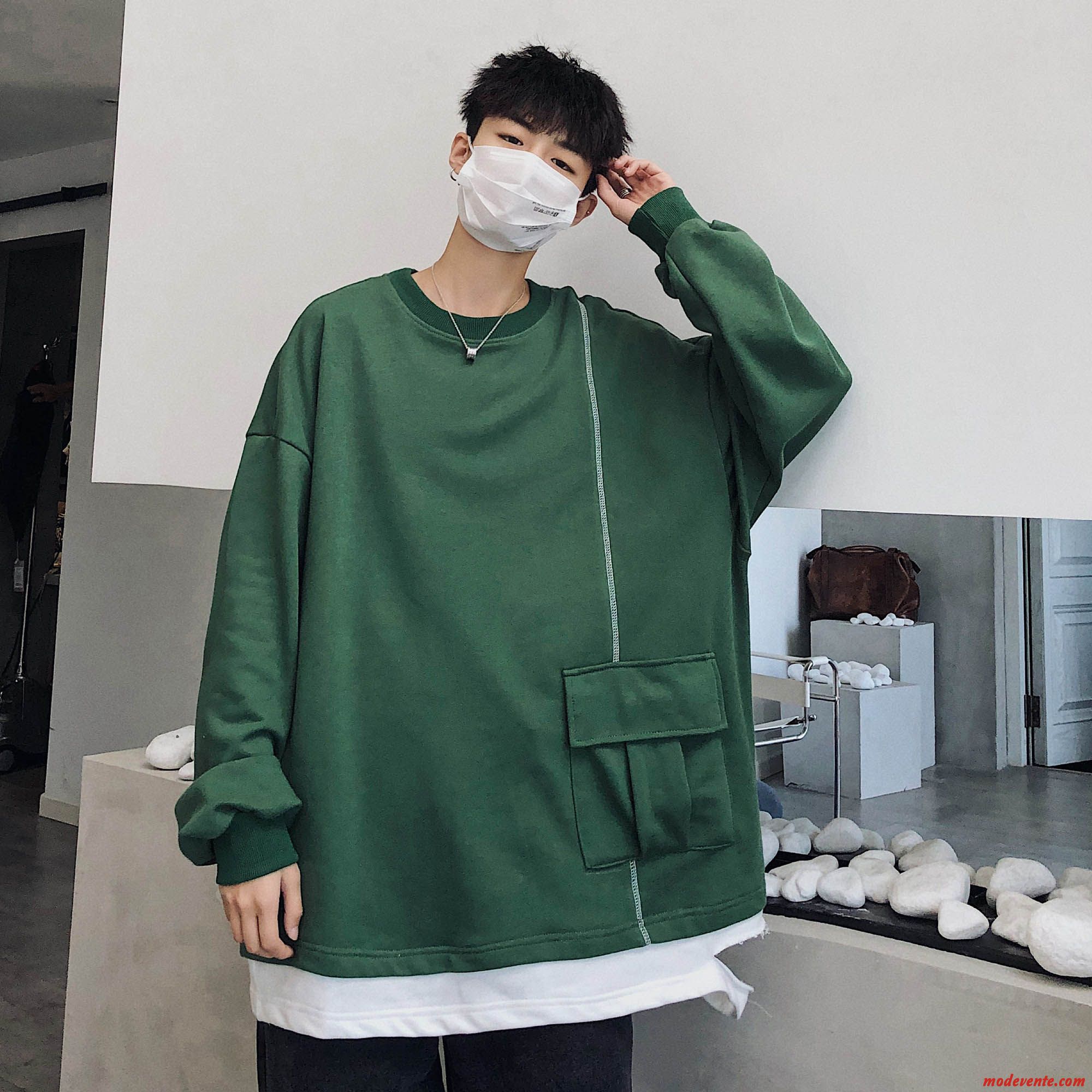 Sweat À Capuche Homme Une Veste Deux-pièces L'automne Printemps Manteau Marque De Tendance Vert