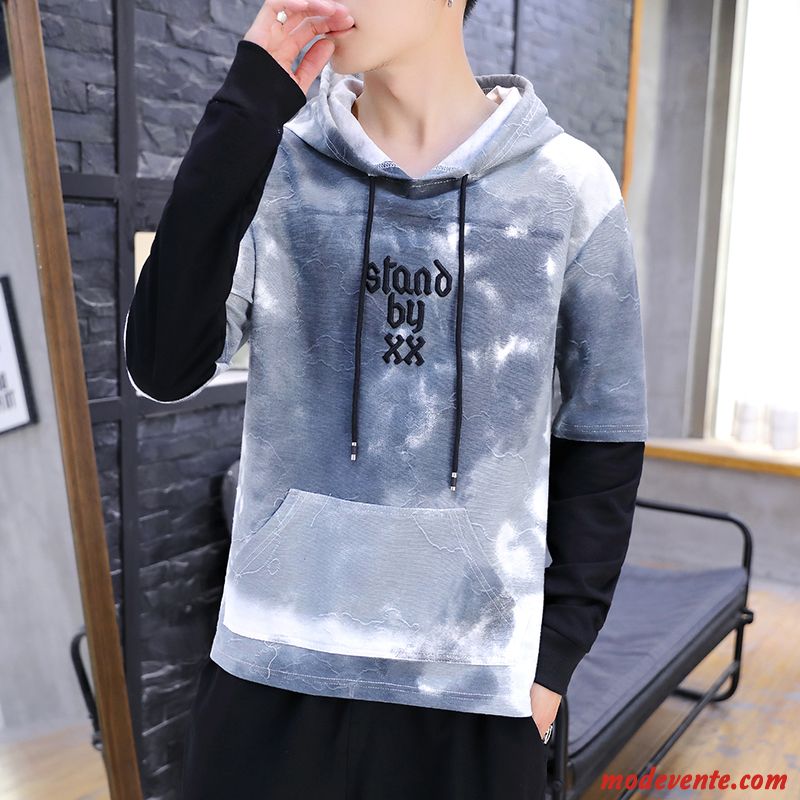 Sweat À Capuche Homme Étudiant Beau Tendance Baggy L'automne Gris