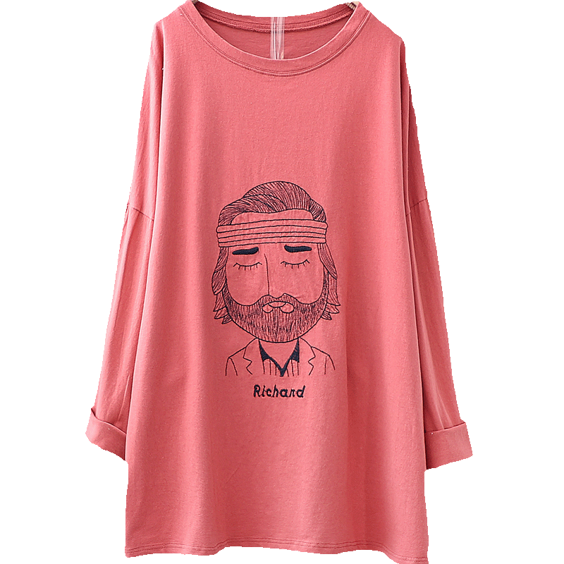 T-shirt Femme Art Printemps Baggy Pullovers Broderie Une Veste Rouge