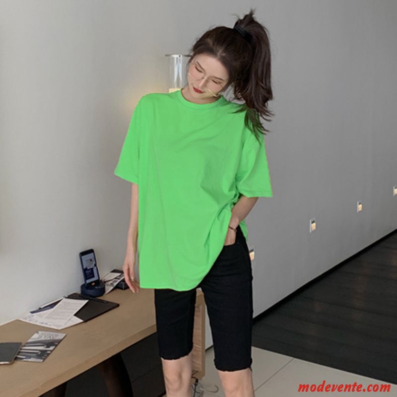 T-shirt Femme Courte Slim Été Une Veste Grande Taille Coton Bio Rouge Vert