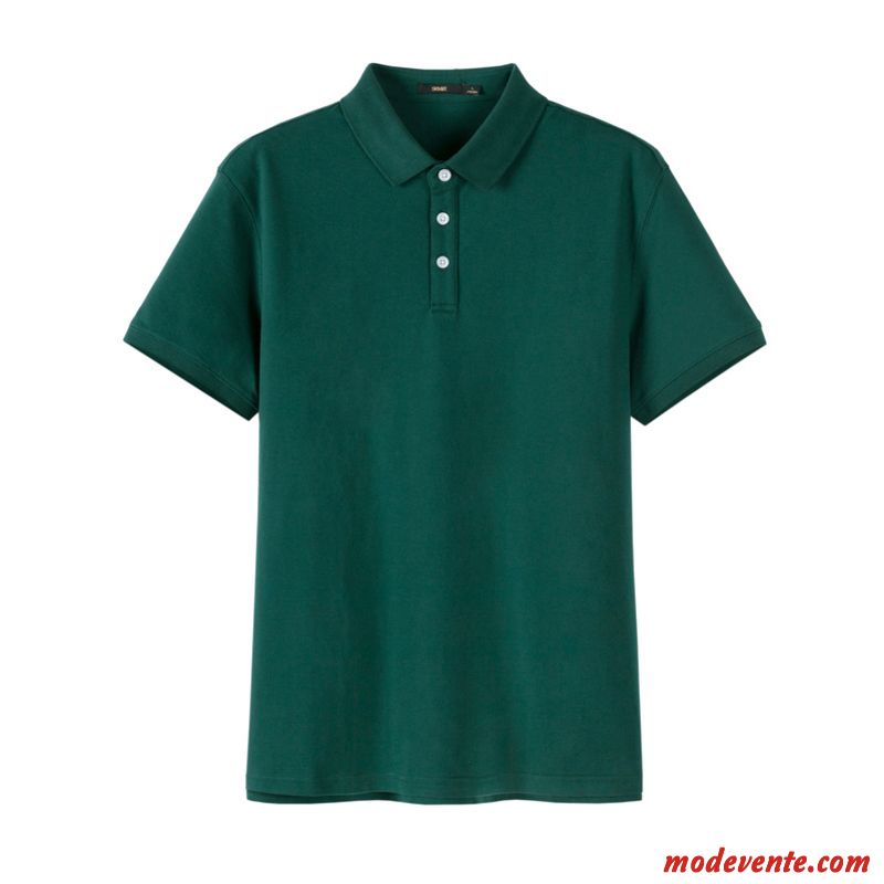 T-shirt Homme Décontractée De Travail Polo Demi Manche Une Veste Courte Vert