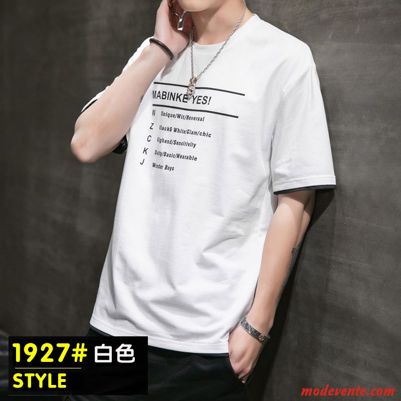 T-shirt Homme Tendance Manche Marque De Tendance Courte Baggy Été Blanc