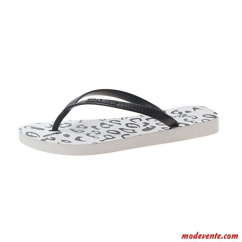 Tongs Femme Antidérapant Mode Caoutchouc Léopard Plage Personnalité Noir