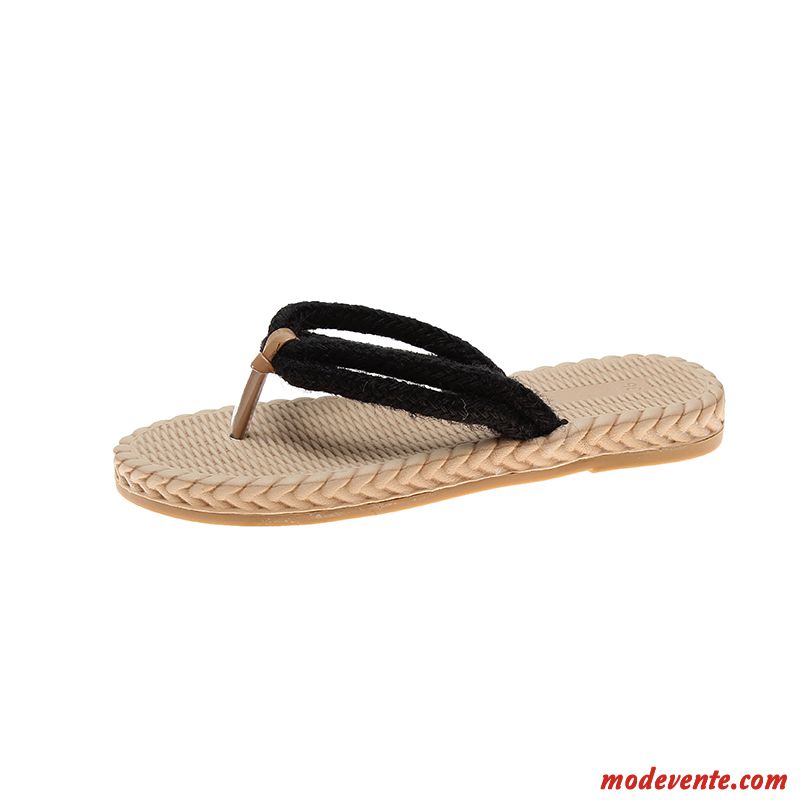 Tongs Femme Plage Sandales Mode Outwear Étudiant Tendance Noir