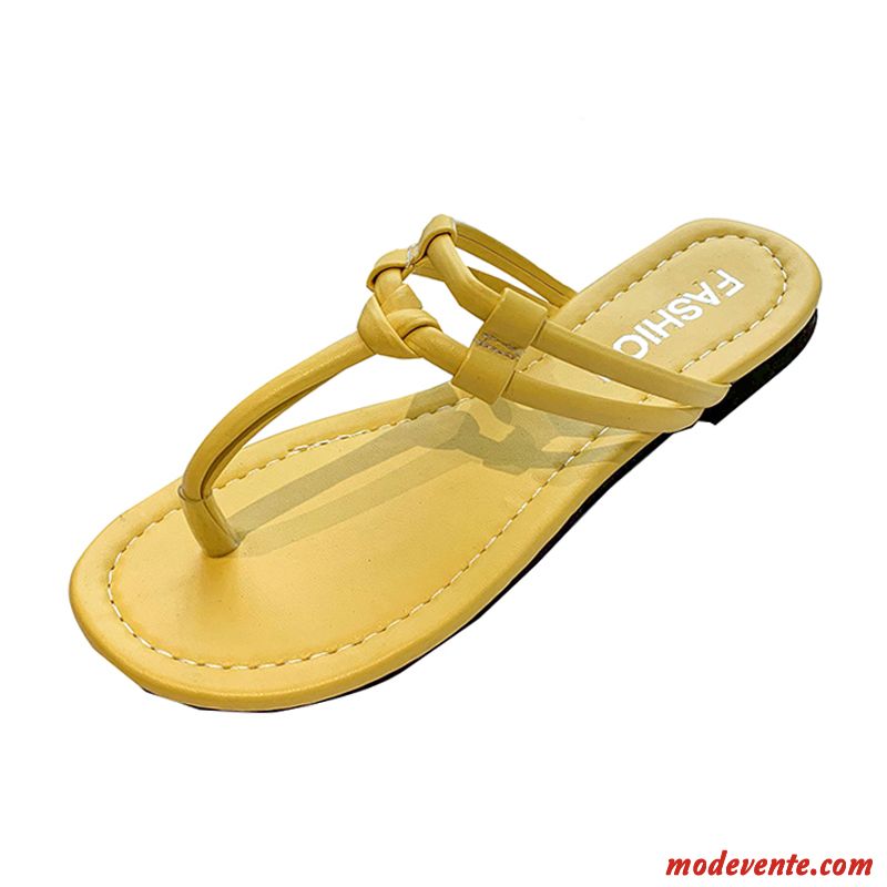 Tongs Femme Tous Les Assortis Outwear Tendance Été Plates Tongs Chaussons Jaune