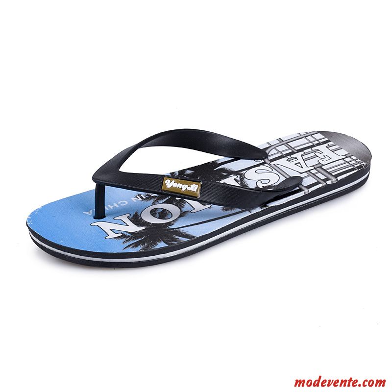 Tongs Homme Antidérapant Sandales Mode Tongs Chaussons Plage Été Bleu