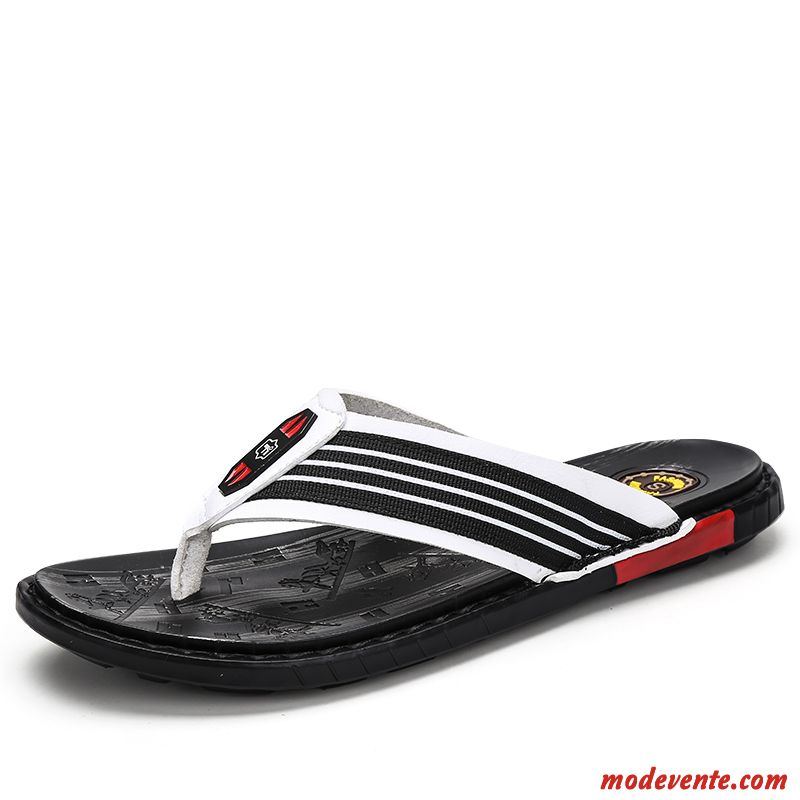 Tongs Homme De Plein Air Été Personnalité Sandales Tendance Tongs Chaussons Noir