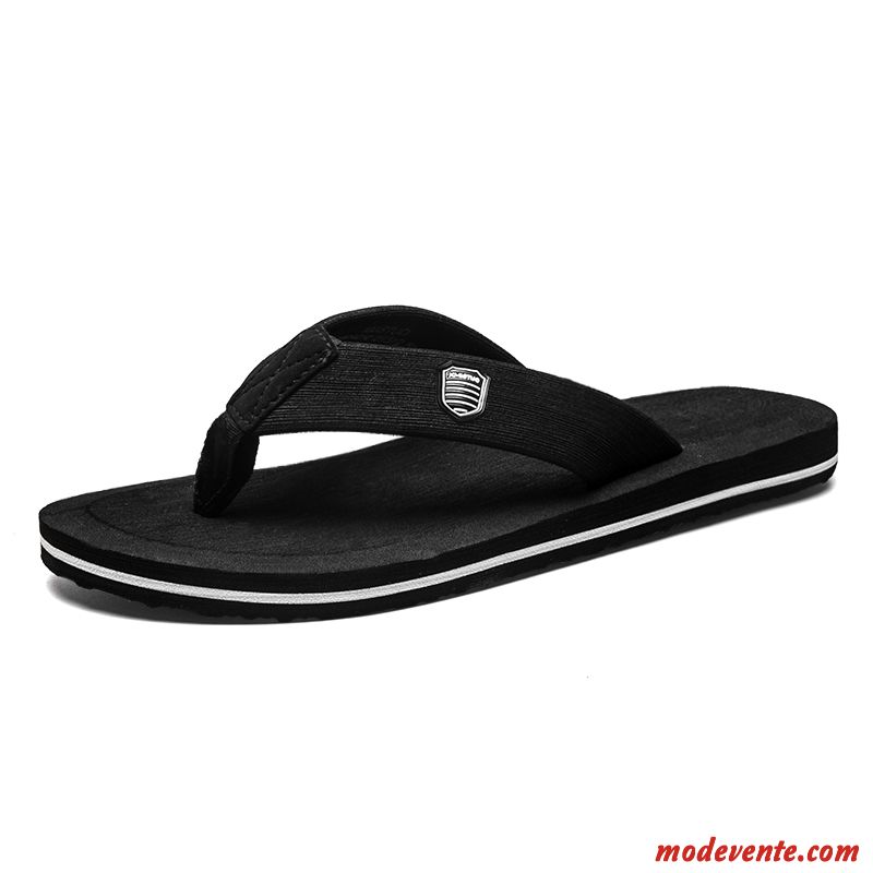 Tongs Homme Outwear Tendance Été Sandales De Plein Air Antidérapant Noir