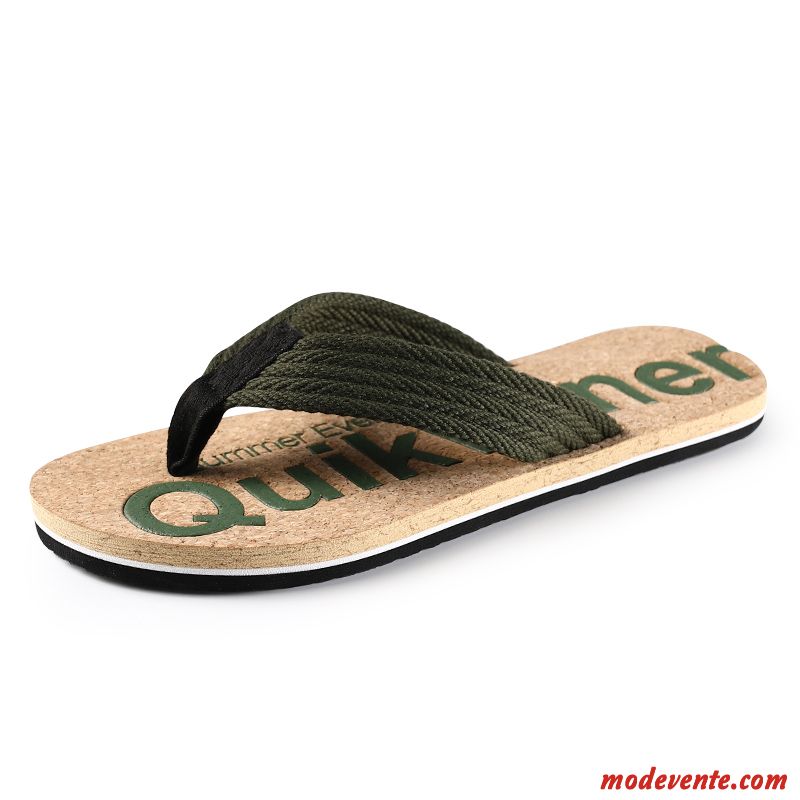 Tongs Homme Outwear Tous Les Assortis Plage Tongs Chaussons Antidérapant Été Vert