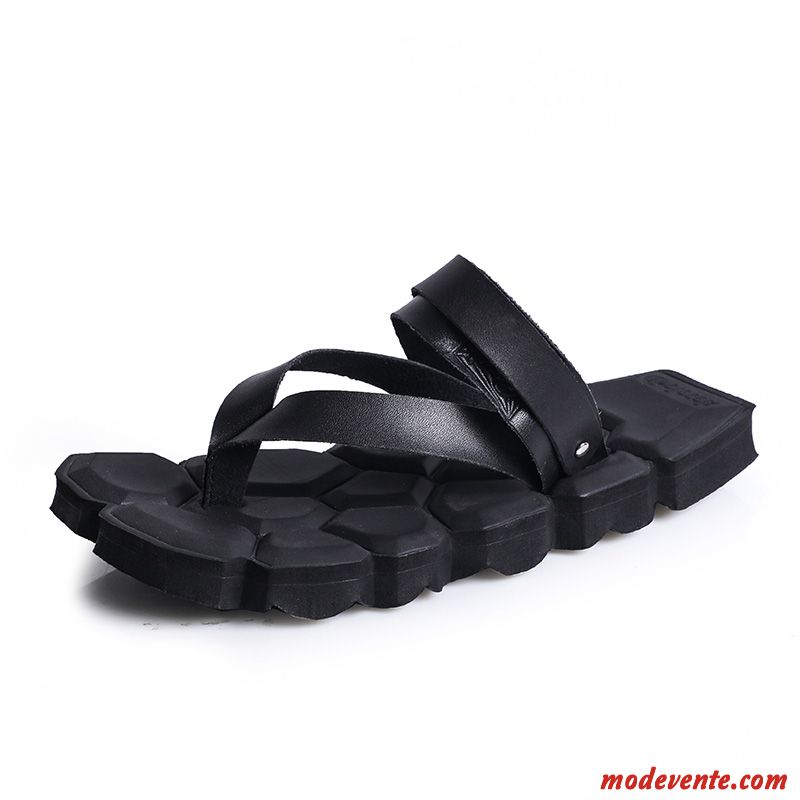 Tongs Homme Porter Outwear Été Mode Tongs Chaussons Sandales Noir