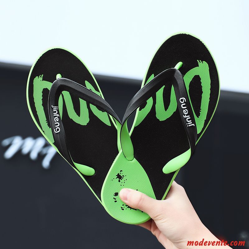 Tongs Homme Sandales De Plein Air Outwear Plage Tendance Été Vert