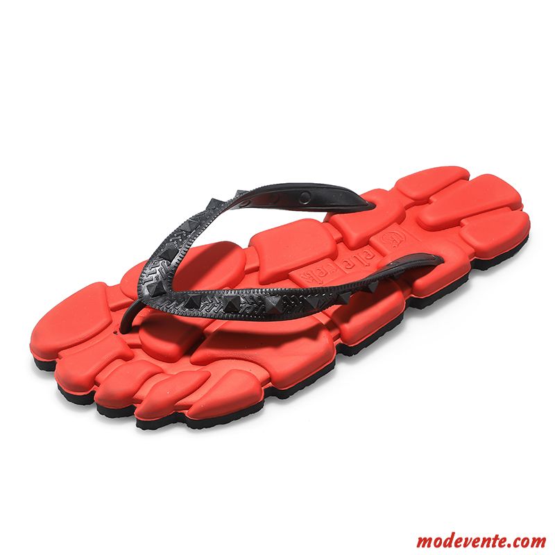 Tongs Homme Tendance Été De Plein Air Personnalité Plage Tongs Chaussons Rouge