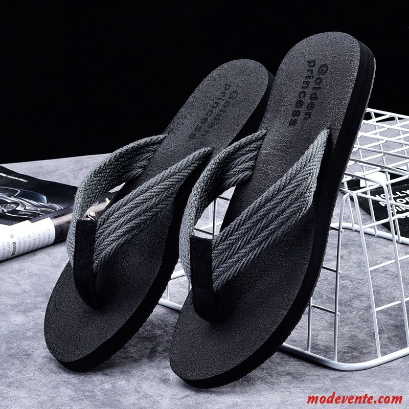 Tongs Homme Tongs Chaussons Décontractée Été Plage Antidérapant Tendance Noir