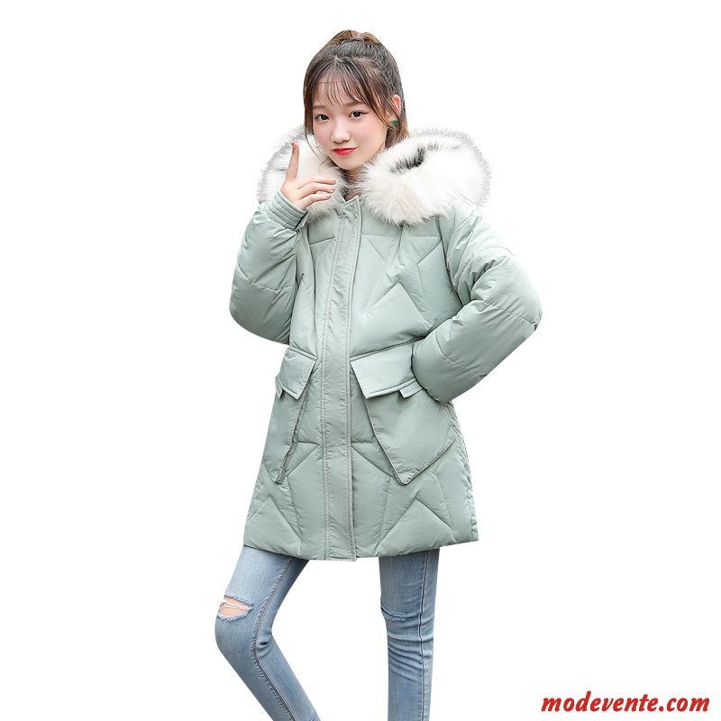 Veste En Coton Femme Baggy Hiver Longue Vêtements Matelassé Matelassée Capuche Vert