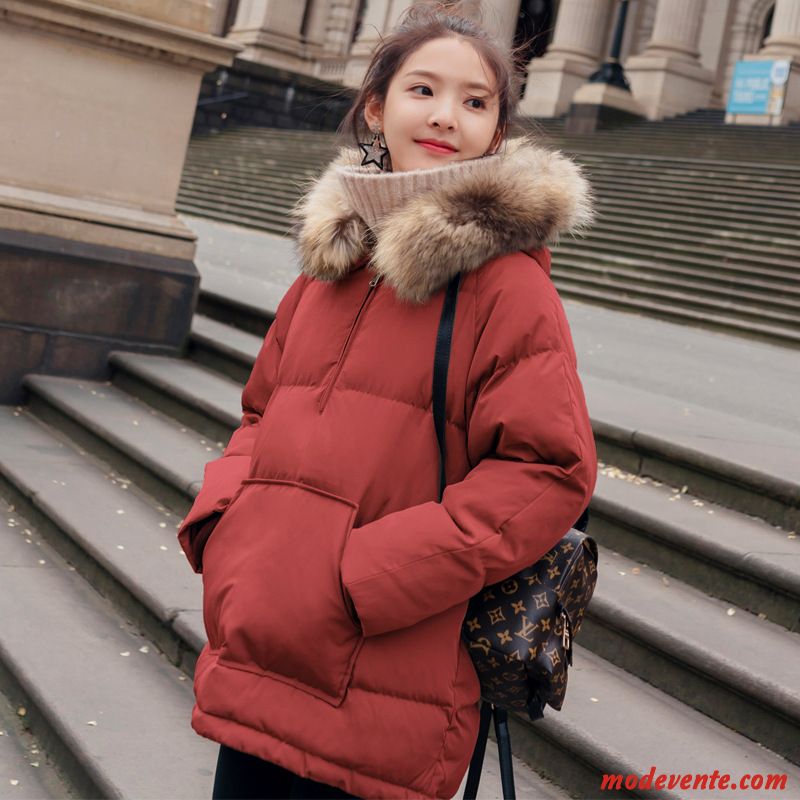 Veste En Coton Femme Baggy Épaissir Vêtements Matelassé Manteau Longue Charmant Rouge