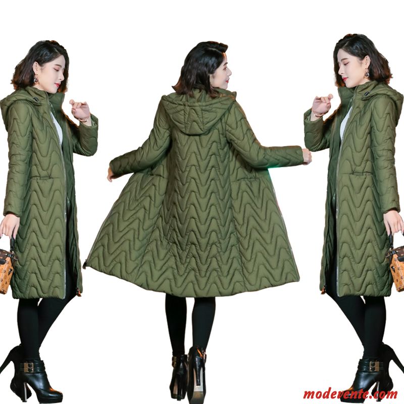 Veste En Coton Femme Hiver Épaissir Anti-saison Vêtements Matelassé Manteau Longue Vert